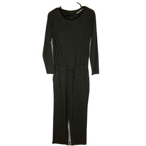 Soft Surroundings Sz Small 3/4 Sleeve Jumpsuit Cinch Waist Charcoal Gray
